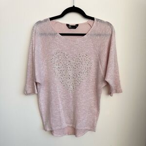 SJS Blush Heart Embellished Knit Top